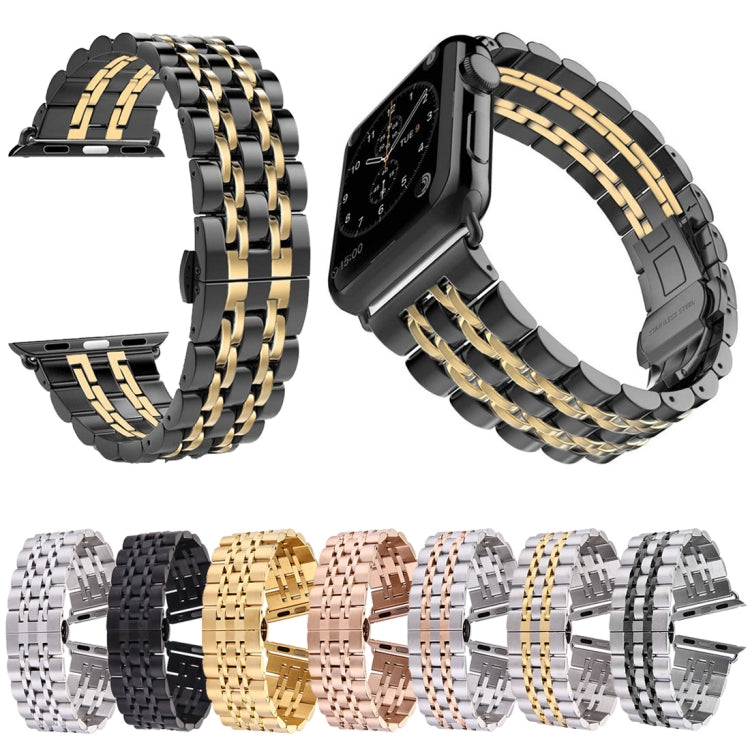 22 มม.ผู้ชายซ่อนผีเสื้อหัวเข็มขัด 7 ลูกปัดสแตนเลสนาฬิกาสำหรับ Apple Watch 42 มม, 22mm Men