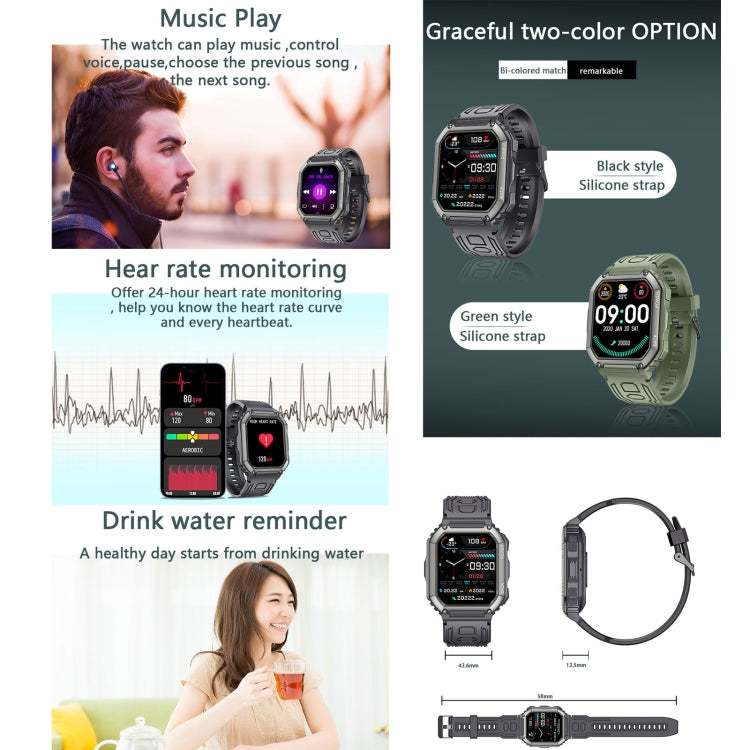 KR06 กันน้ำ Pedometer Sport Smart Watch รองรับอัตราการเต้นของหัวใจ / การตรวจสอบความดันโลหิต / การโทร BT