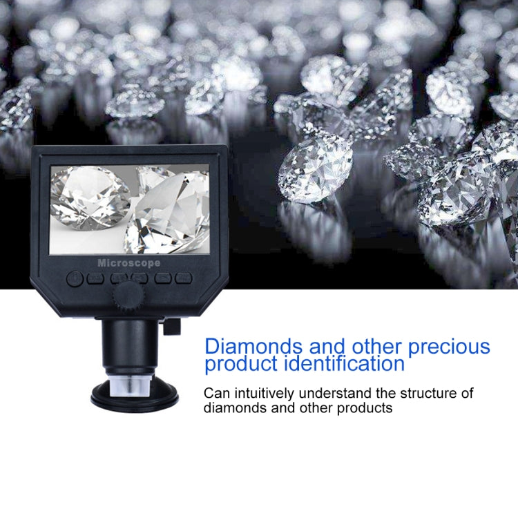G600 600X 3.6MP 4.3 นิ้ว HD จอแสดงผล LCD USB ชาร์จกล้องจุลทรรศน์ดิจิตอลแบบพกพาพร้อมไฟ LED, รองรับการ์ด Micro SD (สูงสุด 64GB), ปลั๊ก US, AC 100-240V, US Plug