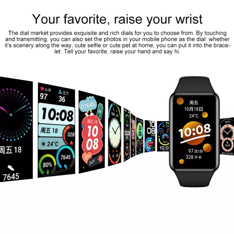Original Huawei Band 6 Pro 1.47 นิ้วหน้าจอสี AMOLED บลูทูธ 5.0 5ATM สร้อยข้อมือสายรัดข้อมืออัจฉริยะกันน้ำ, รองรับการตรวจจับอุณหภูมิร่างกาย / การตรวจสอบออกซิเจนในเลือด / การตรวจสอบการนอนหลับ / การรูดบัตรสมาร์ท NFC / 96 โหมดกีฬา