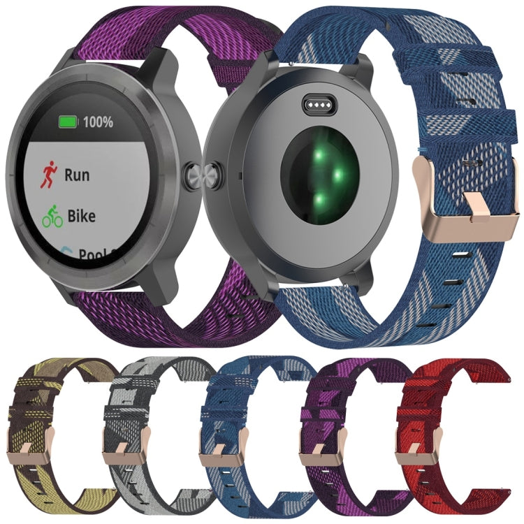 20 มม.ลายสานสายรัดข้อมือไนลอนสำหรับ Garmin Venu,Vivomove 3,Vivoactive 3,Forerunner 245 / 645
