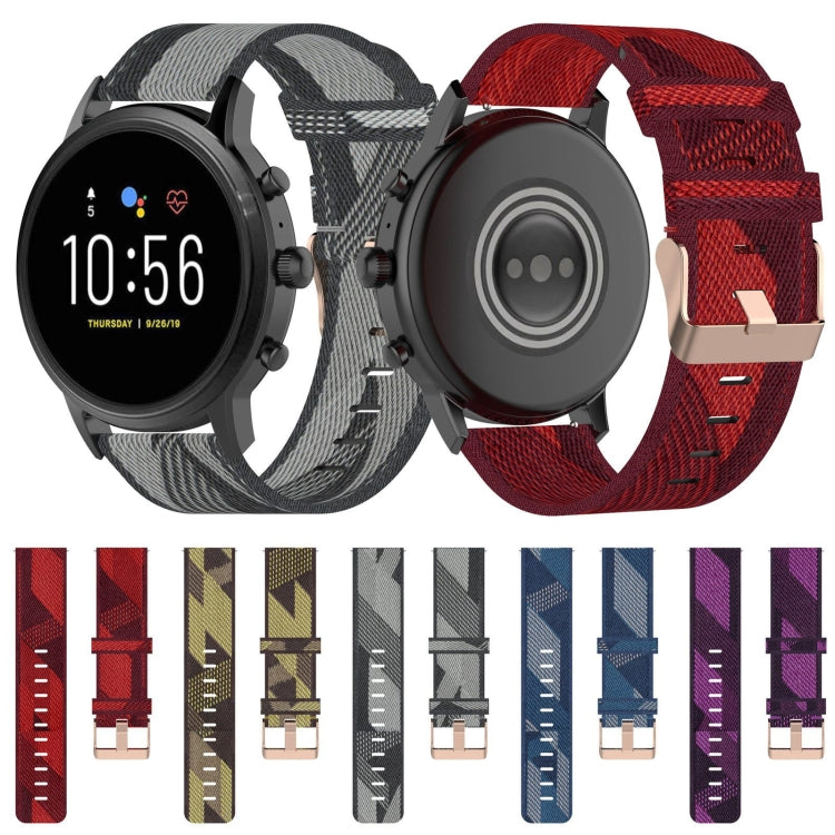 22 มม.ลายสานไนลอนสายรัดข้อมือสำหรับนาฬิกา Fossil Gen 5 Carlyle, Gen 5 Julianna, Gen 5 Garrett, Gen 5 Carlyle HR