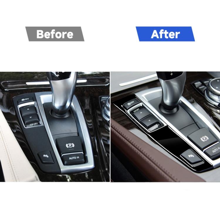 รถ ไดรฟ์ซ้ายแผงเกียร์คีย์เดียวสติกเกอร์ตกแต่งสำหรับ BMW Series 5 F10 2011-2017, For Series 5 F10 Single Key, Left Drive