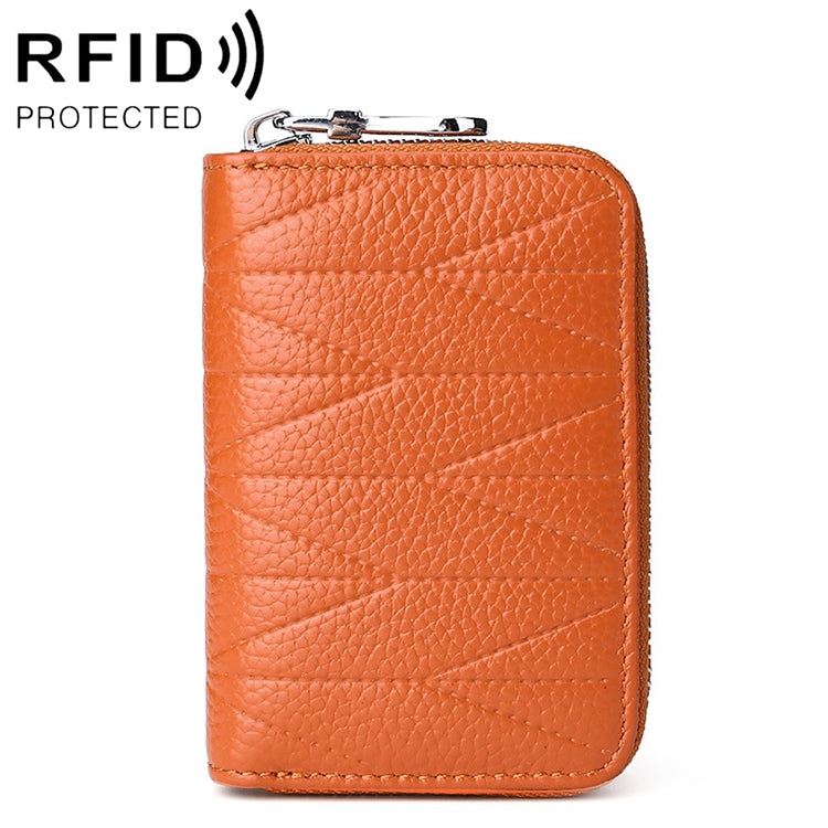 KB191 ซิปหนังวัวหนังออร์แกนรูปร่างช่องใส่การ์ดหลายช่องกระเป๋าสตางค์ RFID ป้องกันแม่เหล็กกระเป๋าคลัทช์สำหรับสุภาพสตรี, KB191 Aqua Blue, KB191 Black, KB191 Dark Blue, KB191 Pink, KB191 Light Purple, KB191 Wine Red, KB191 Brown
