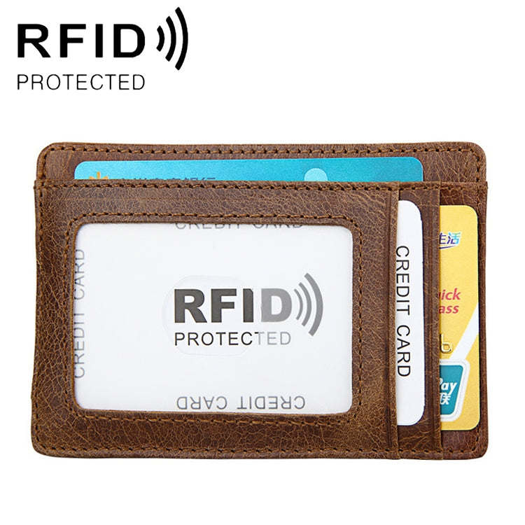 KB80 Antimagnetic RFID Crazy Horse Texture น้ำมันขี้ผึ้งหนังกระเป๋าสตางค์ Billfold สำหรับผู้ชายและผู้หญิง