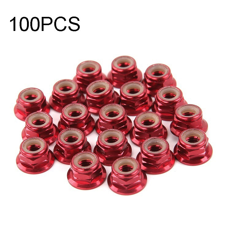100 PCS iFlight M5 CW 6061 อลูมิเนียมมอเตอร์สกรูไนลอนแทรกSelf Lock Flange NutสำหรับRC FPV racing Droneมอเตอร์, M5 CW 6061(Black), M5 CW 6061(Red)