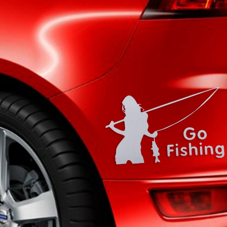 Beauty Go Fishing Style สติ๊กเกอร์สะท้อนแสงติดรถยนต์ ขนาด 14ซม. x 8.5ซม, Styling Reflective 2, Fishing Styling 2