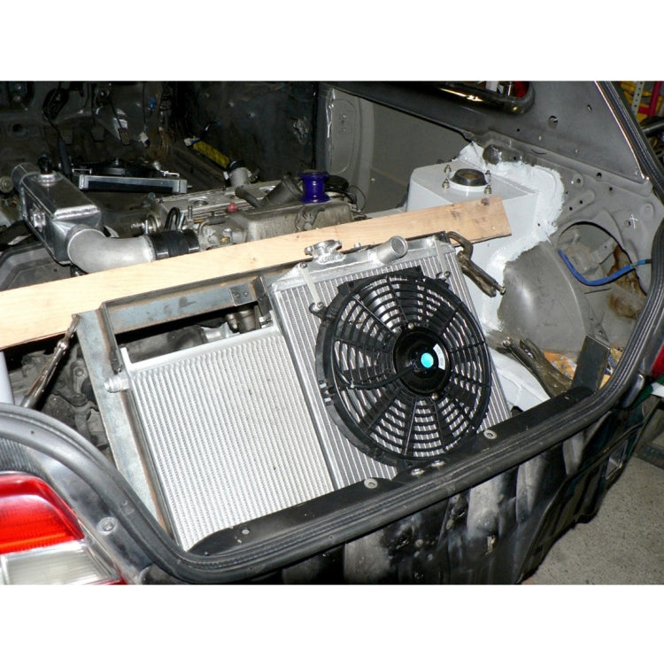 12V 80W 12 นิ้วพัดลมระบายความร้อน High-power ดัดแปลงถังพัดลมพัดลมระบายความร้อนที่มีประสิทธิภาพพัดลมอัตโนมัติ mini Air Conditioner สำหรับรถยนต์, 12 inch (Black)