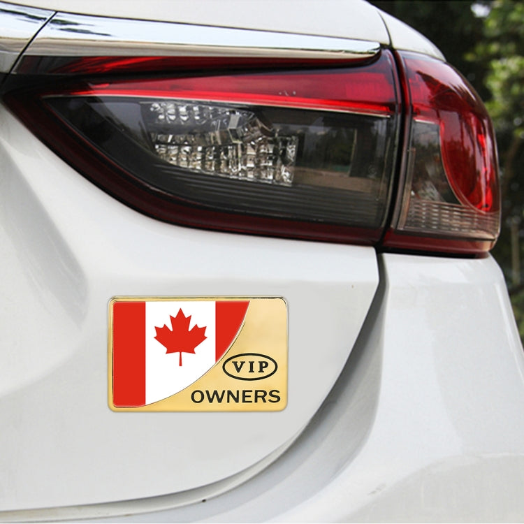 Universal Car Canada Flag รูปสี่เหลี่ยมผืนผ้า VIP โลหะสติกเกอร์ตกแต่ง, Canada Flag (Gold)