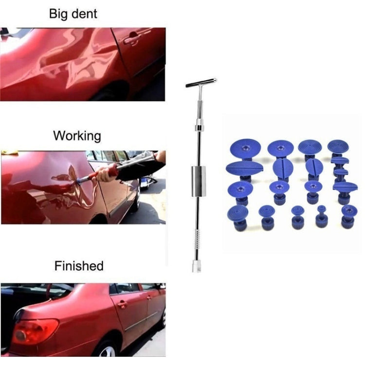 19 in 1 Auto Repair Body ชุดเครื่องมือ Paintless Dent Repair Hail Removal Silver T บาร์สไลด์ค้อน Dent Repair ชุดเครื่องมือ, 19 PCS Silver T Bar