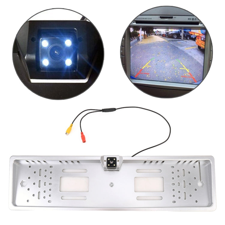 JX-9488 720x540 พิกเซลที่มีประสิทธิภาพ NTSC 60HZ CMOS II กล้องมองหลังรถยนต์กันน้ำแบบสากลพร้อม 2W 80LM 5000K แสงสีขาวหลอดไฟ 4LED, DC 12V, ความยาวสายไฟ: 4 ม., White, Silver