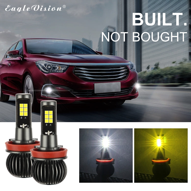 2 ชิ้น EV15 H8 / H11 DC9-32V / 6 วัตต์ / IP67 รถยนต์ LED ไฟตัดหมอกสองสี, แสงสีขาวเย็น + แสงสีเหลืองอำพัน, EV15 H8 / H11