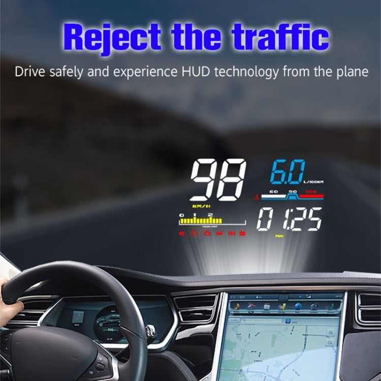 D5000 OBD2 5 นิ้วติดรถยนต์ Head Up Display ระบบรักษาความปลอดภัย, รองรับความเร็วรถ / เครื่องยนต์แสดงความเร็วรอบ / อุณหภูมิของน้ำ / แรงดันแบตเตอรี่ / รหัสการตรวจจับและกำจัดข้อผิดพลาด, D5000