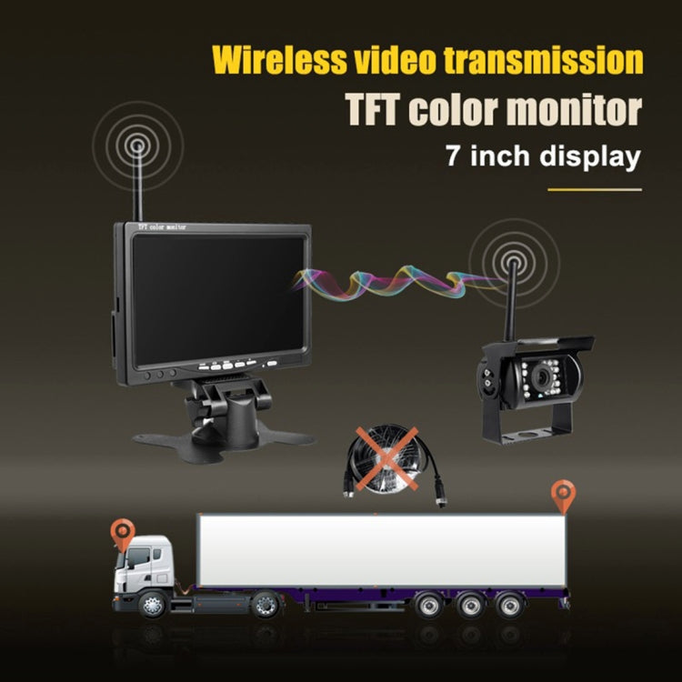 PZ607-W ไร้สายรถบรรทุกรถบรรทุกกล้องสำรองและอินฟราเรด Night Vision กล้องด้านหลัง 7 นิ้ว HD Monitor สำหรับรถพ่วง RV, PZ607-W