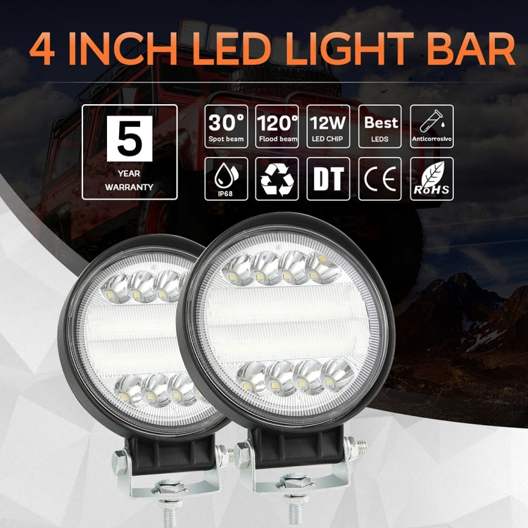 2 ชิ้น 4 นิ้ว 15 วัตต์จุด/น้ำท่วมแสงสีขาวรูปทรงกลมกันน้ำรถ SUV ไฟทำงานสปอตไลท์หลอดไฟ LED, DC 9-30 โวลต์, 4 inch 15W Round-Shaped
