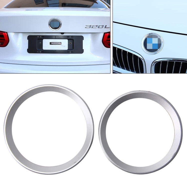 2 ชิ้น/เซ็ตโลหะผสมสังกะสีพวงมาลัยแหวนตกแต่งสติ๊กเกอร์โลโก้แต่งรถการปรับเปลี่ยนรถด้านหน้าโลโก้แหวนตกแต่งฝาครอบด้านหลังตัดฝากระโปรงสัญลักษณ์แหวนสำหรับ BMW 3 Series, For BMW 3 Series