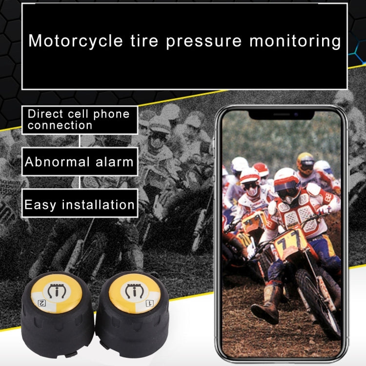 รถจักรยานยนต์บลูทูธระบบตรวจสอบความดันยาง TPMS โทรศัพท์มือถือ APP การตรวจจับ 2 เซ็นเซอร์ภายนอก, TPMS