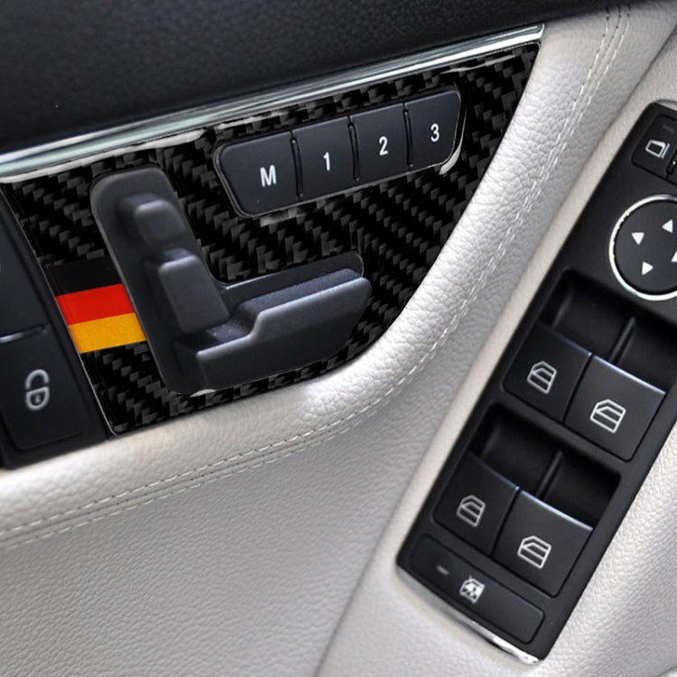 2 PCS ธงเยอรมันรถคาร์บอนไฟเบอร์ที่นั่งปรับแผงสติกเกอร์ตกแต่งสำหรับ Mercedes-Benz W204 2007-2013, Seat Adjustment