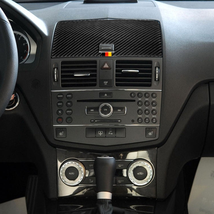 รถธงเยอรมันคาร์บอนไฟเบอร์คอนโซลนำทางแผงสติกเกอร์ตกแต่งสำหรับ Mercedes-Benz W204 C Class 2007-2010, Console Navigation (German Flag)