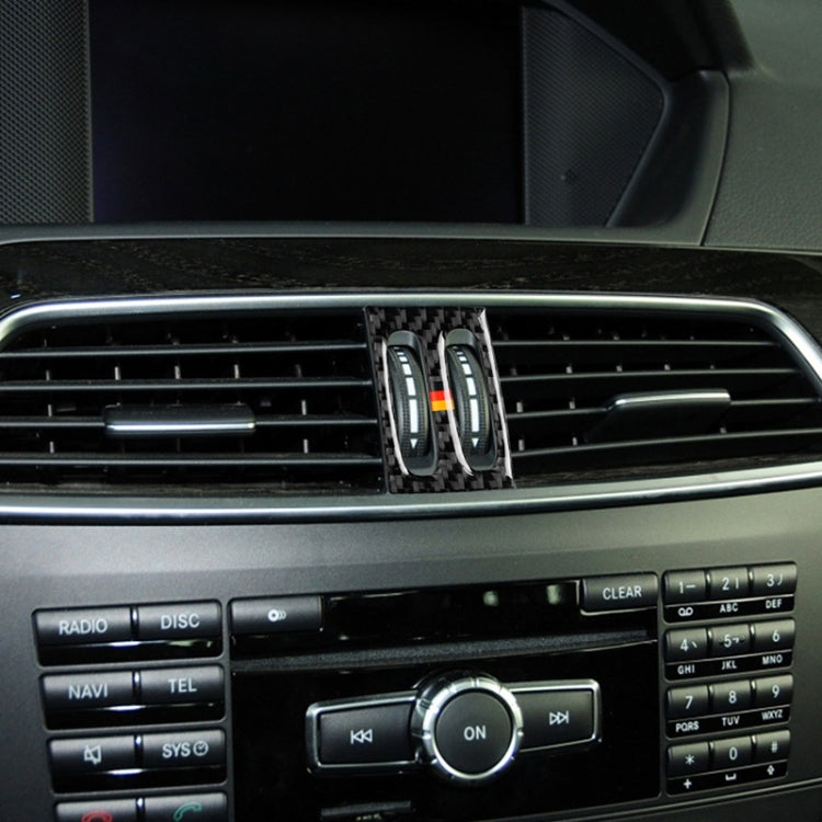 รถธงเยอรมันคาร์บอนไฟเบอร์กลาง Air Outlet แผงสติกเกอร์ตกแต่งสำหรับ Mercedes-Benz W204 2011-2013, Intermediate Air Outlet (German Flag)