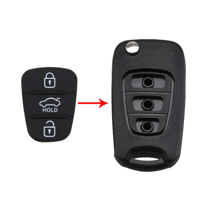 เปลี่ยนแผ่นซิลิโคน 3 ปุ่มสำหรับเปลือกกุญแจรถ Hyundai / Kia ไม่มีแบตเตอรี่, For Hyundai / Kia 3 Buttons with Word