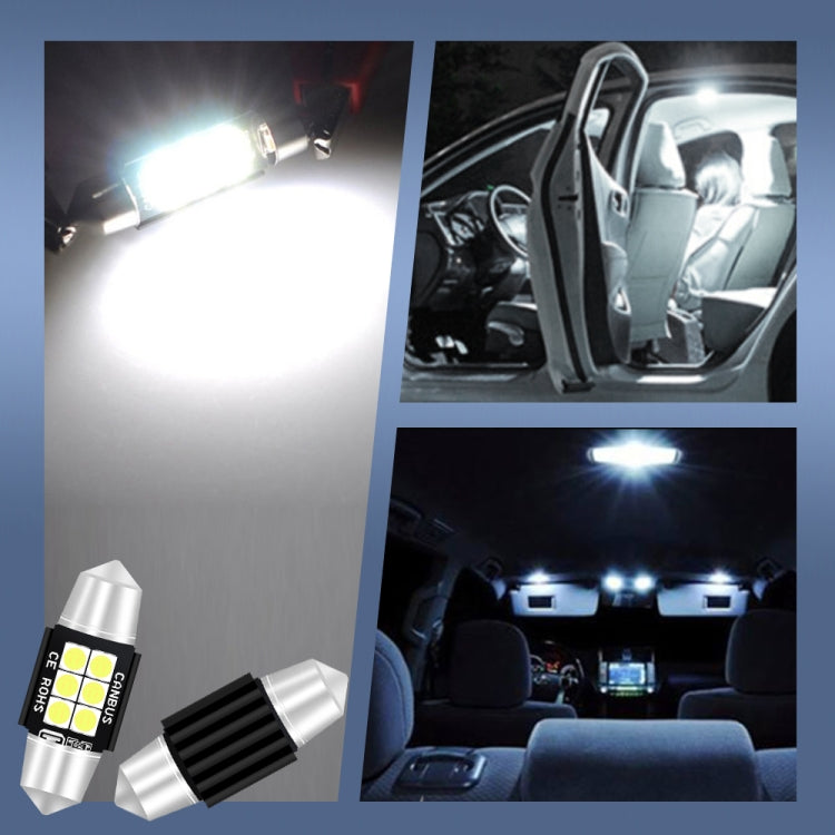 2 ชิ้น 31 มิลลิเมตร DC12V-24V 3 วัตต์ 6000 พัน 660LM 6 LEDs SMD-3030 รถโคมไฟอ่านหนังสือ / ไฟป้ายทะเบียน, 31mm (3W)