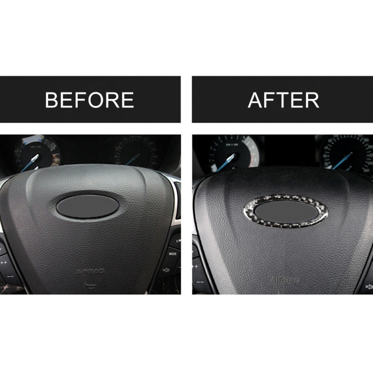 รถคาร์บอนไฟเบอร์พวงมาลัยกรอบสติกเกอร์ตกแต่งสำหรับ Ford Mondeo ใหม่ 2013-2019, Steering Wheel Frame