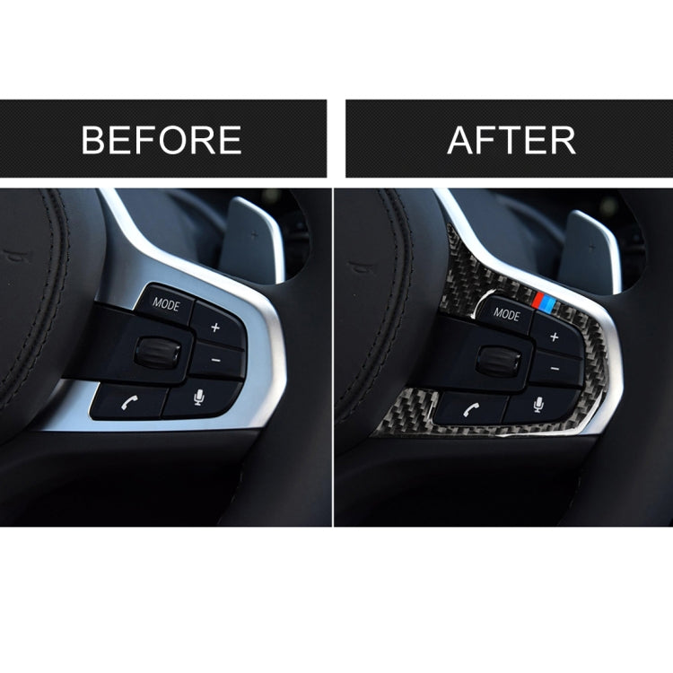 รถ Tricolor คาร์บอนไฟเบอร์พวงมาลัยปุ่ม A สติกเกอร์ตกแต่งสำหรับ BMW 5 Series G30/G38 X3 g01/G08, Steering Wheel(Tricolor A)