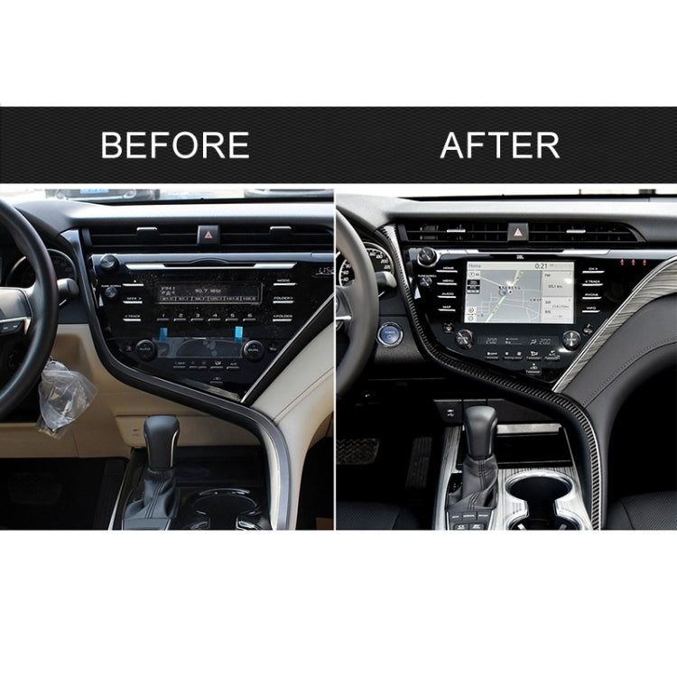 คาร์บอนไฟเบอร์ Central Control S Strip สติกเกอร์ตกแต่งสำหรับ Toyota รุ่นที่ 8 Camry 2018-2019,ไดรฟ์ซ้าย, Central Control S Strip