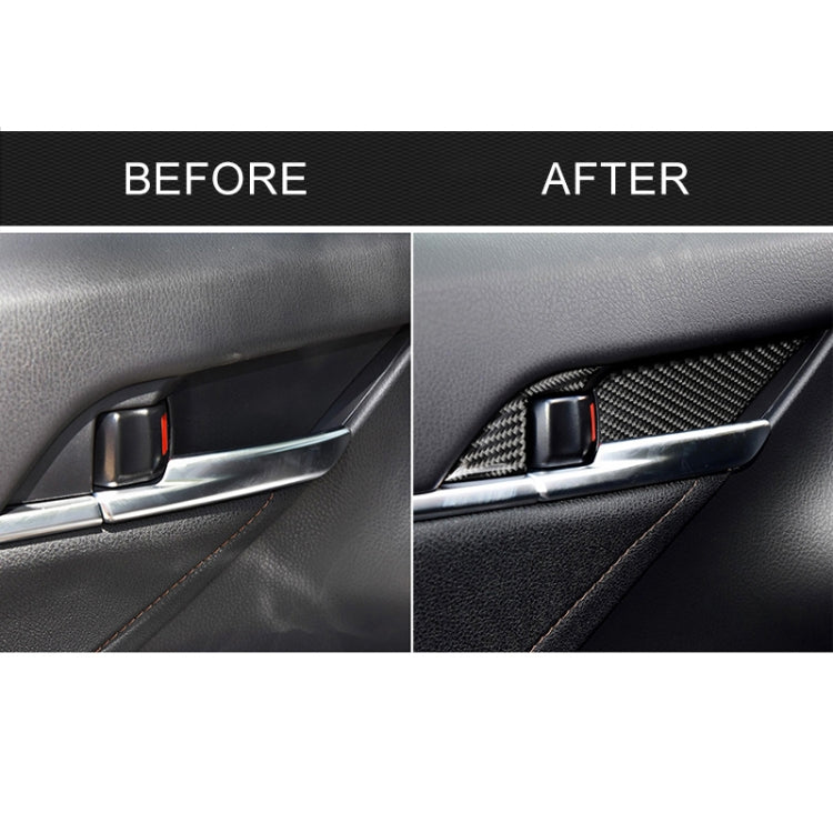 8 ใน 1 รถคาร์บอนไฟเบอร์ประตูด้านในนาฬิกาข้อมือแผงสติกเกอร์ตกแต่งสำหรับ Toyota รุ่นที่ 8 Camry 2018-2019, Door Inner Handle Wrist