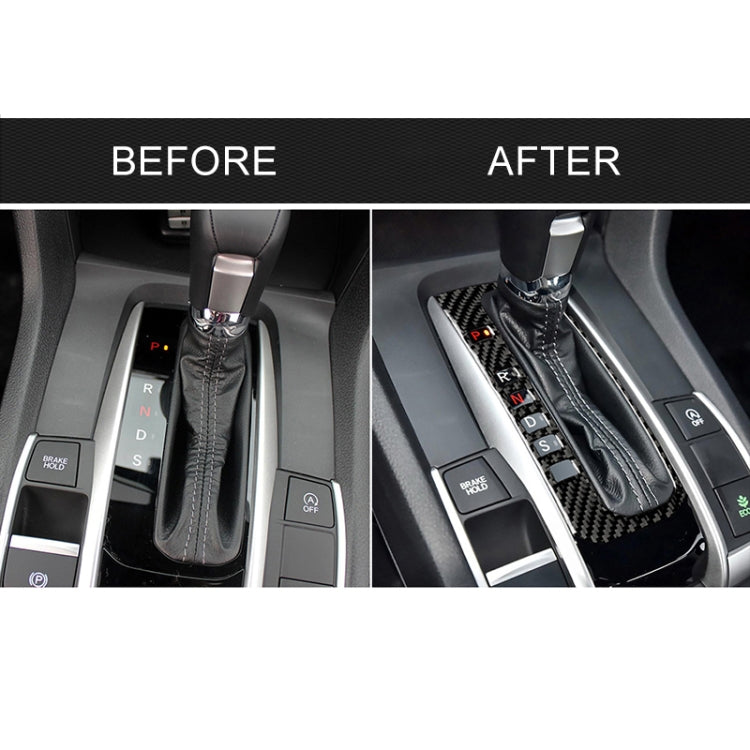 คาร์บอนไฟเบอร์เกียร์ตำแหน่งปุ่มกรอบตกแต่งสติกเกอร์สำหรับ Honda รุ่นที่ 10 Civic 2016-2019,ไดรฟ์ซ้าย, Gear Position Button Frame