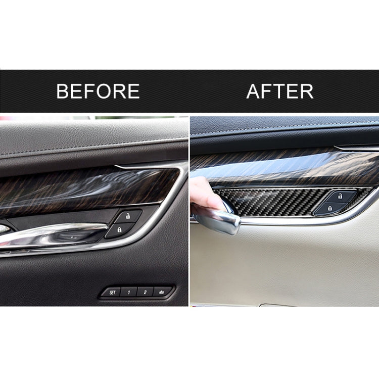 รถคาร์บอนไฟเบอร์ประตูด้านใน Handle นาฬิกาข้อมือแผงสติกเกอร์ตกแต่งสำหรับ Cadillac XT5 2016-2017, Door Inner Handle Wrist