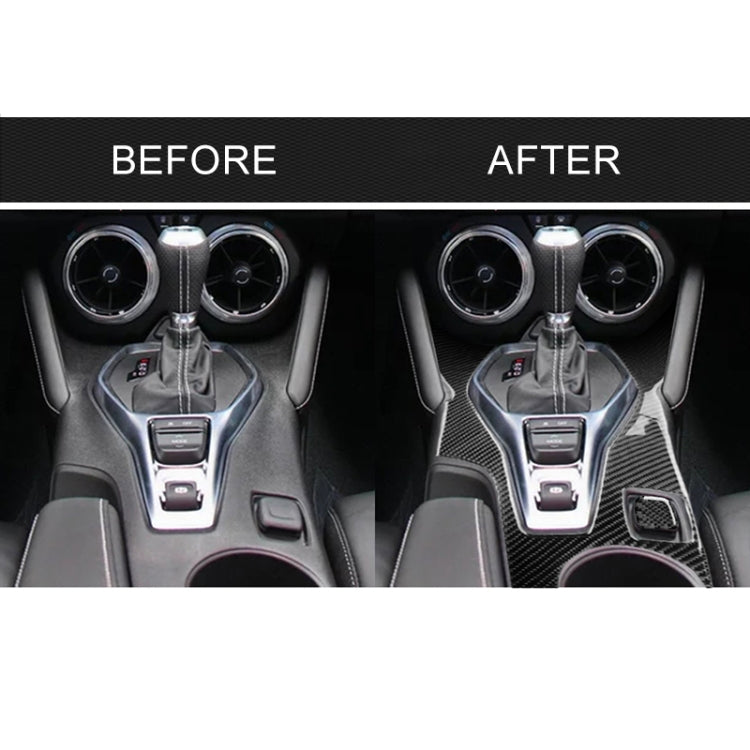 2 ใน 1 รถคาร์บอนไฟเบอร์ Central Control Gear กรอบด้านนอกสติกเกอร์ตกแต่งสำหรับ Chevrolet Camaro 2017-2019, Central Control Gear Outer Frame