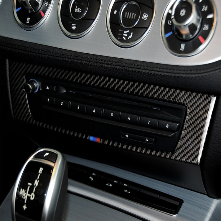 รถคาร์บอนไฟเบอร์แผงควบคุมกลางซีดีสามสีสติกเกอร์ตกแต่งสำหรับ BMW Z4 2009-2015, Central Control CD Panel Sticker(Three Color)