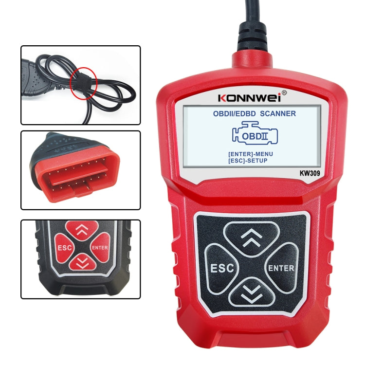 KONNWEI KW309 V309 V310 MS309 เครื่องอ่านโค้ด OBD2 เครื่องสแกนเนอร์เครื่องมือวินิจฉัย, KW309