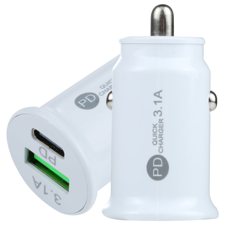 TE339PD 3.1A PD USB-C / Type-C + อินเทอร์เฟซ USB เครื่องชาร์จในรถยนต์แบบชาร์จไฟขนาดเล็ก