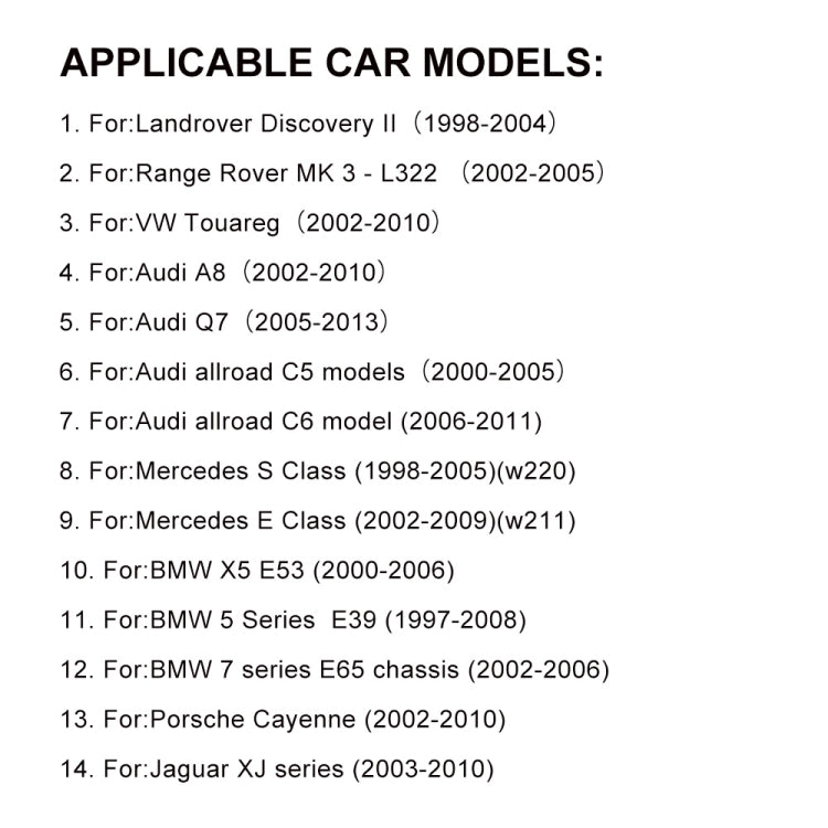 ชุดซ่อมปั๊มคอมเพรสเซอร์แอร์ระงับรถยนต์สำหรับ BMW / Land Rover / Porsche / Mercedes-Benz, BX101382