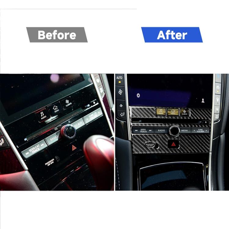 รถคาร์บอนไฟเบอร์ซีดีแผงคอนโซลสติกเกอร์ตกแต่งสำหรับอินฟินิตี้ Q50 / Q60, CD Console Panel (B)