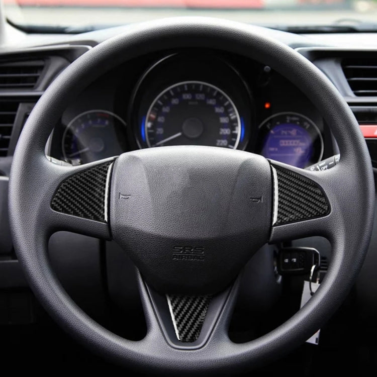 3 ใน 1 รถคาร์บอนไฟเบอร์พวงมาลัยปุ่มสติกเกอร์ตกแต่งสำหรับ Honda Fit,ซ้ายและขวาไดรฟ์ Universal, For Honda Fit