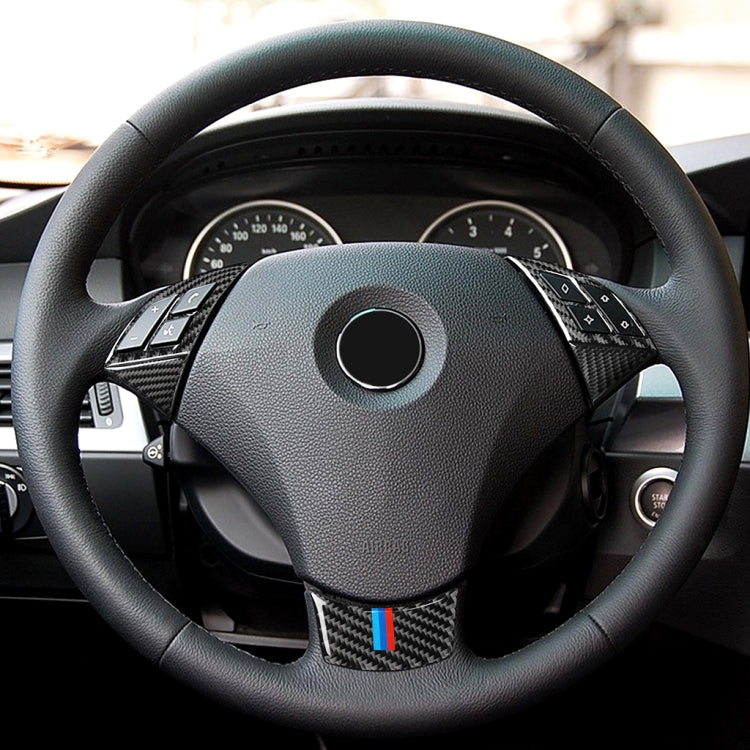 5 ใน 1 รถคาร์บอนไฟเบอร์ไตรรงค์พวงมาลัยปุ่มสติ๊กเกอร์ตกแต่งสำหรับ BMW ซีรีส์ 5 E60 2004-2010, ไดรฟ์ซ้ายและขวาสากล, For BMW 5 Series E60 2004-2010(Tricolor)