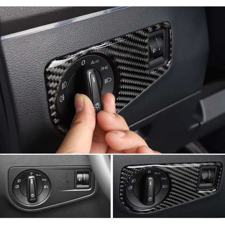รถคาร์บอนไฟเบอร์ไฟหน้าแผงสวิทช์สติกเกอร์ตกแต่งสำหรับ Volkswagen Tiguan L,การกำหนดค่าสูง, Headlight Switch, High Configuration