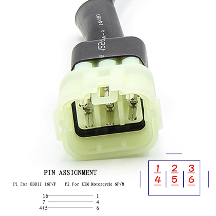 รถจักรยานยนต์ OBD 16PIN หญิงถึง 6PIN สายเชื่อมต่อสำหรับ KTM, 16PIN to 6PIN