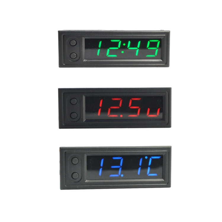 3 in 1 รถยนต์ความแม่นยำสูงอิเล็กทรอนิกส์ LED Luminous Clock + เครื่องวัดอุณหภูมิ + โวลต์มิเตอร์, 3 in 1 Green, 3 in 1 Blue, 3 in 1 Red