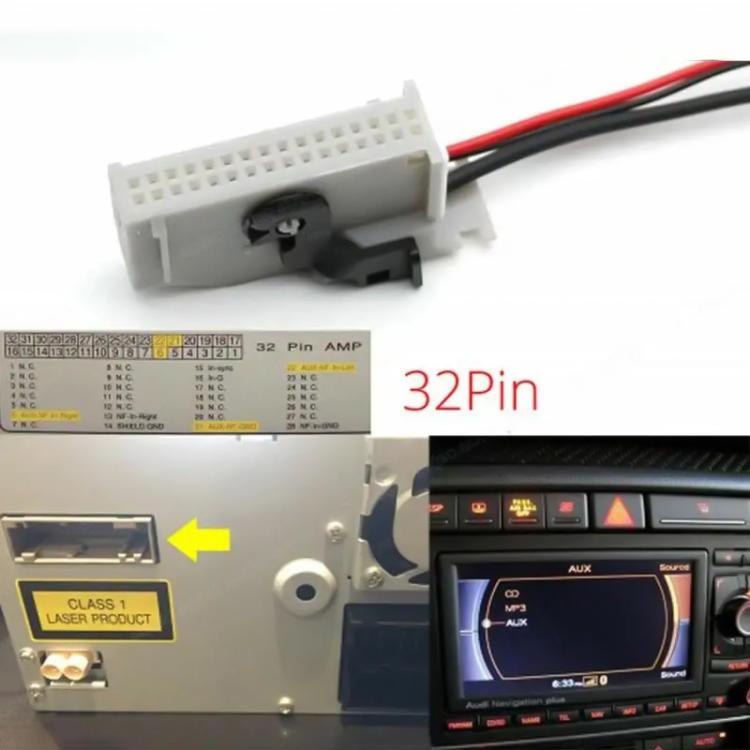 รถ RNS-E 32PIN บลูทูธเพลง AUX สายสัญญาณเสียงดิจิตอลสำหรับ Audi A3 A4 A6 A8 TT R8, For Audi A3