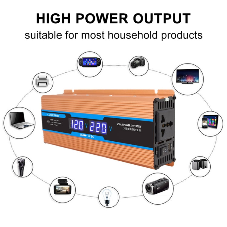 Carmaer 12V ถึง 220V 2200W รถ Multi-Function Double Digital แสดงผล อินเวอร์เตอร์ในครัวเรือน Power Converter, 12V to 220V 2200W