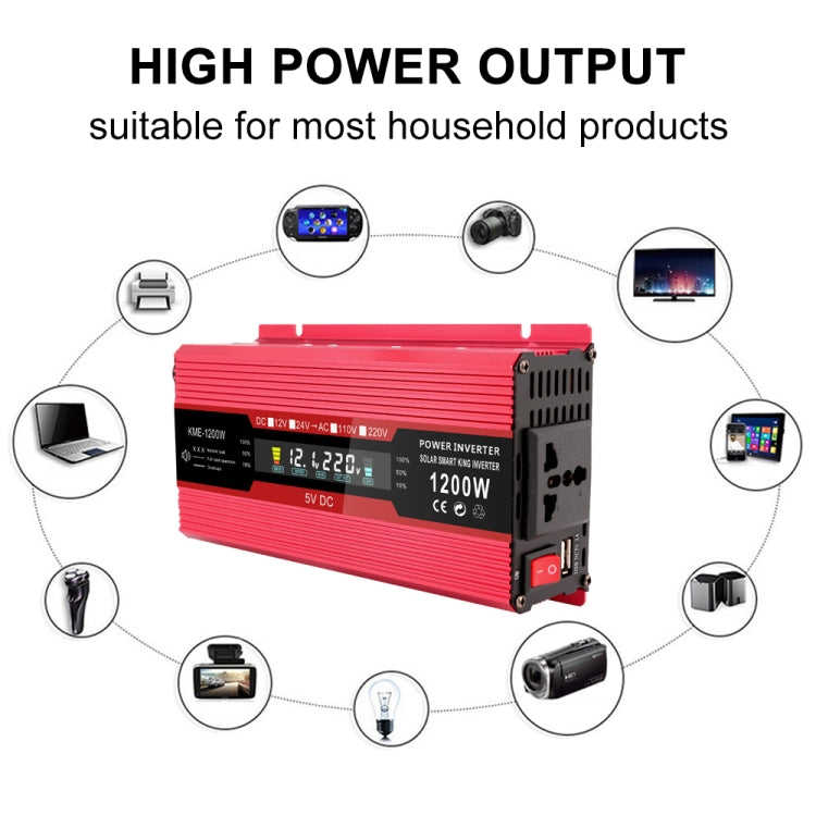 Carmaer Universal 12V to 220V 1200W รถจอแสดงผล LCD อินเวอร์เตอร์ในครัวเรือน Power Converter, Universal 12V to 220V 1200W