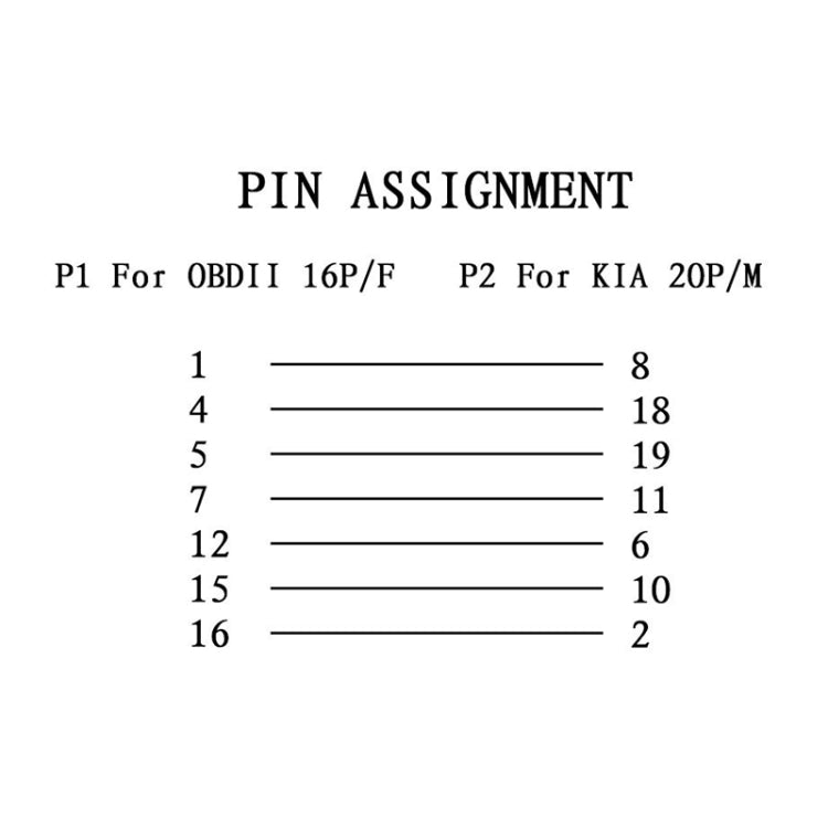 20Pin ถึง 16Pin รถ OBD สายแปลงสำหรับ Kia, 20Pin to 16Pin for Kia