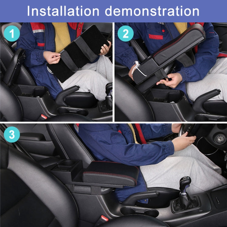 รถอเนกประสงค์ Dual USB ที่เท้าแขนกล่อง Booster Pad, หนังคาร์บอนไฟเบอร์แบบตรง, Carbon Fiber Straight Type (Black), Carbon Fiber Straight Type (Black Red), Carbon Fiber Straight Type (Black White)