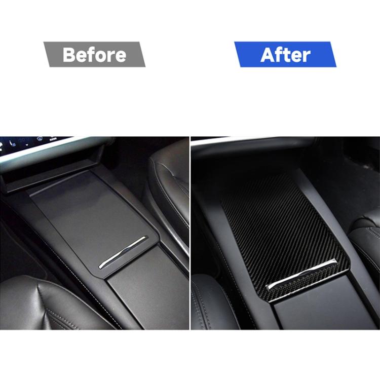 คาร์บอนไฟเบอร์รถกล่องเก็บแผงสติกเกอร์ตกแต่งสำหรับ Tesla รุ่น X, Storage Box Panel