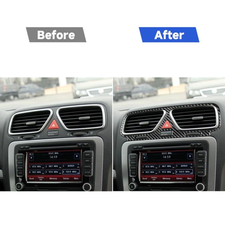 คาร์บอนไฟเบอร์รถ Central Control Air Outlet กรอบตกแต่งสติกเกอร์สำหรับ Volkswagen Scirocco 2009-2016, ซ้ายและขวา Universal, Central Control Air Outlet Frame